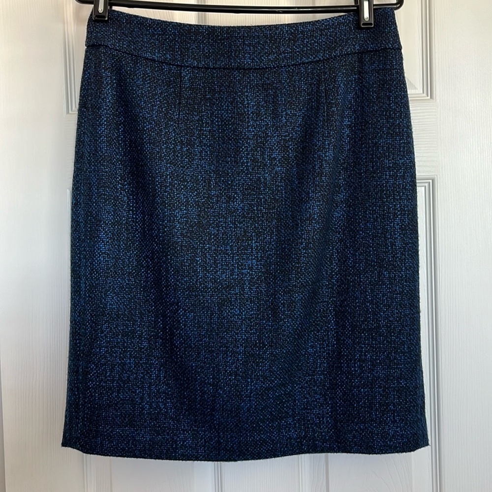 Banana Republic pencil skirt sz 6 blue & black woven tweed fully lined